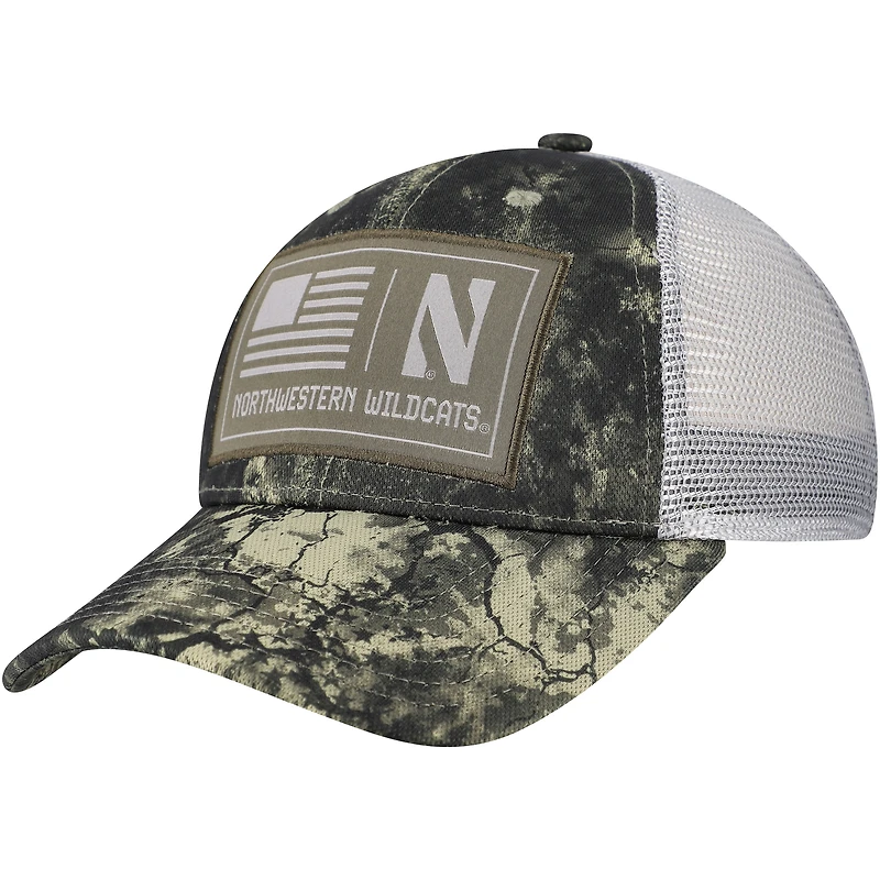 Casquette de camionneur Blitzing Performance camouflage Northwestern Wildcats pour homme de la collection Freedom d'Under Armour