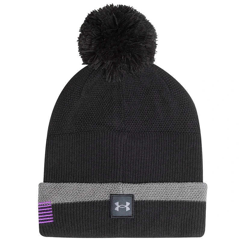 Men's Under Armour Charcoal Northwestern Wildcats Freedom Collection Cuffed Knit Hat with Pom