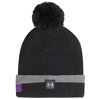 Men's Under Armour Charcoal Northwestern Wildcats Freedom Collection Cuffed Knit Hat with Pom