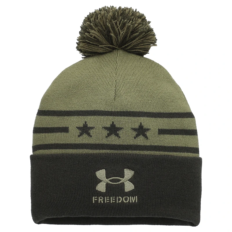 Bonnet en tricot à revers avec pompon pour homme Under Armour Forest Green Northwestern Wildcats Freedom Collection