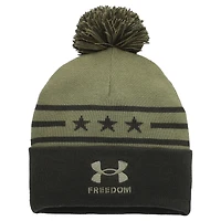 Bonnet en tricot à revers avec pompon pour homme Under Armour Forest Green Northwestern Wildcats Freedom Collection