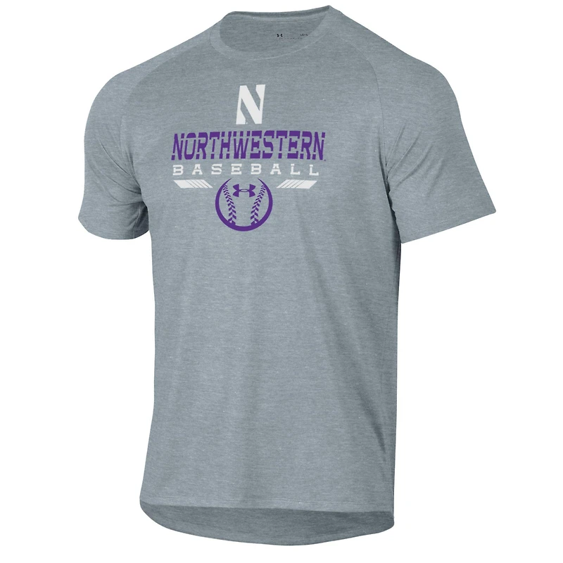 T-shirt de performance raglan gris Under Armour Northwestern Wildcats Baseball Icon pour homme