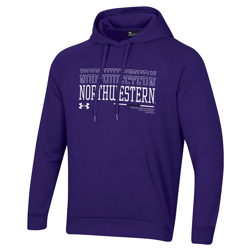 Men's Under Armour Purple Northwestern Wildcats 2024 Sideline Wordmark Rival Pullover Hoodie