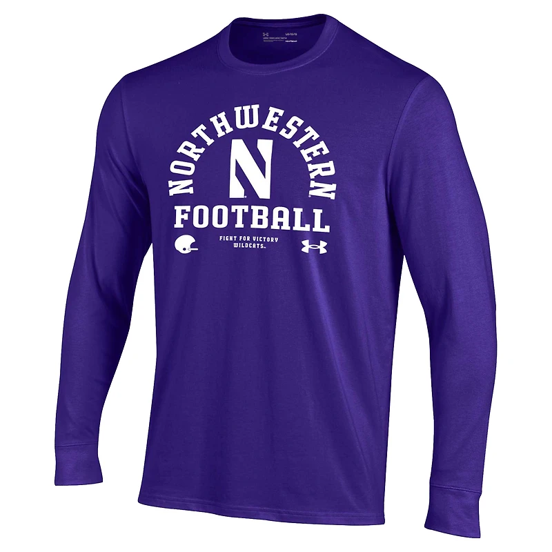 Men's Under Armour Purple Northwestern Wildcats 2025 Sideline Football Performance Cotton Long Sleeve T-Shirt