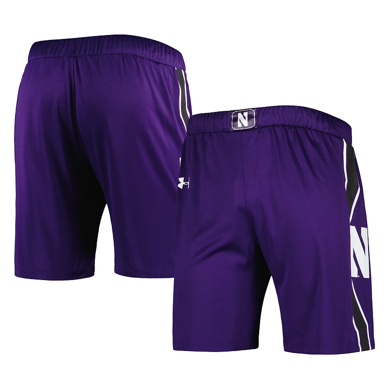 Under Armour - Short de basket-ball violet avec logo des Northwestern Wildcats pour homme