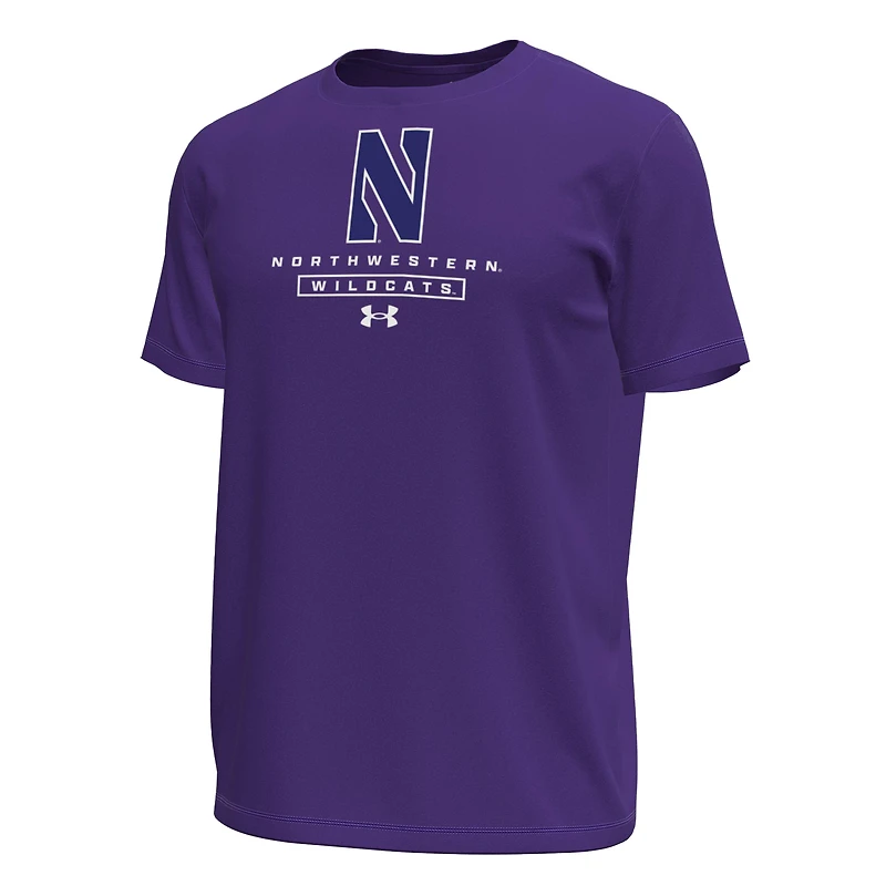 T-shirt Under Armour violet Northwestern Wildcats Stack Stretch Performance pour homme
