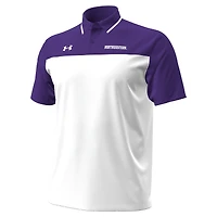 Polo Under Armour blanc/violet pour homme, motif Northwestern Wildcats, à logo vert