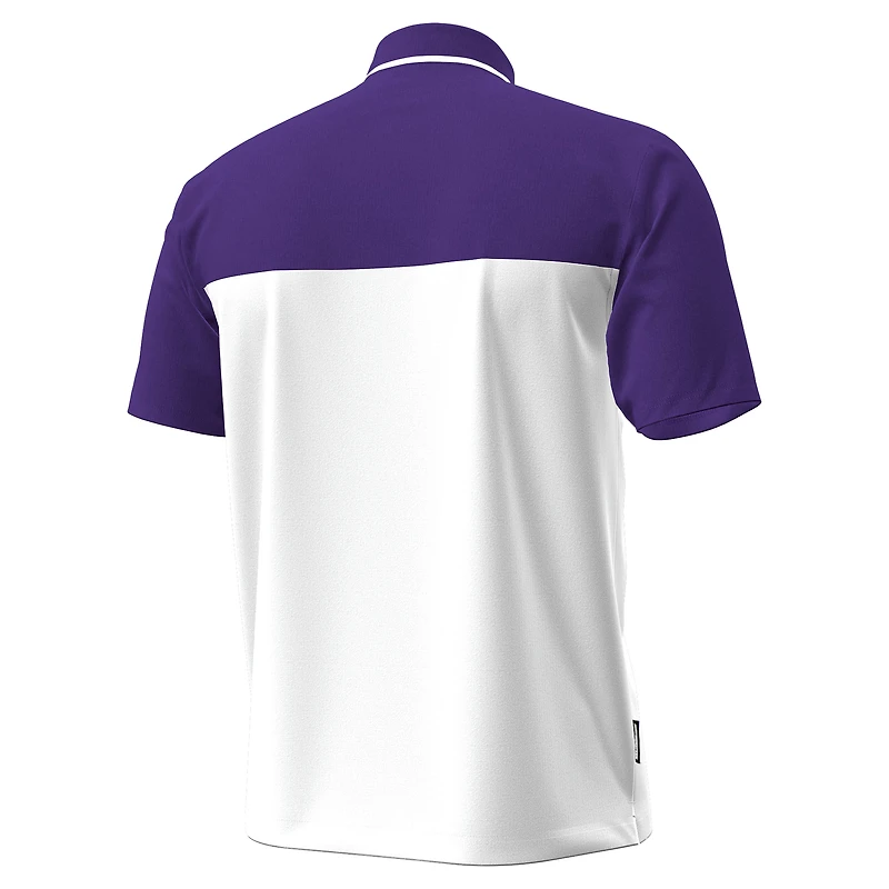 Polo Under Armour blanc/violet pour homme, motif Northwestern Wildcats, à logo vert