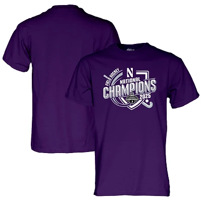 T-shirt unisexe bleu 84 violet Northwestern Wildcats, champions nationaux de hockey sur gazon NCAA 2025