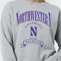 Women's Champion  Heather Gray Northwestern Wildcats Academic Crest Powerblend Crewneck Sweatshirt