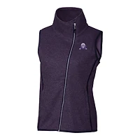Women's Cutter & Buck Heather Purple Northwestern Wildcats Mainsail Sweater-Knit Full-Zip Vest