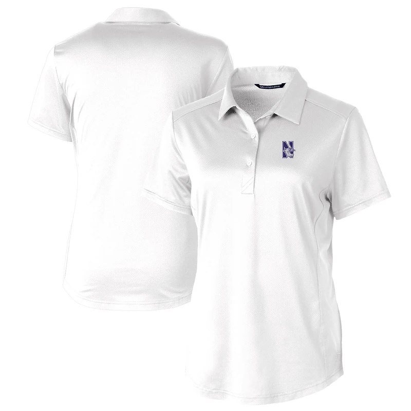 Polo extensible texturé Cutter & Buck blanc pour femme, modèle Prospect des Northwestern Wildcats