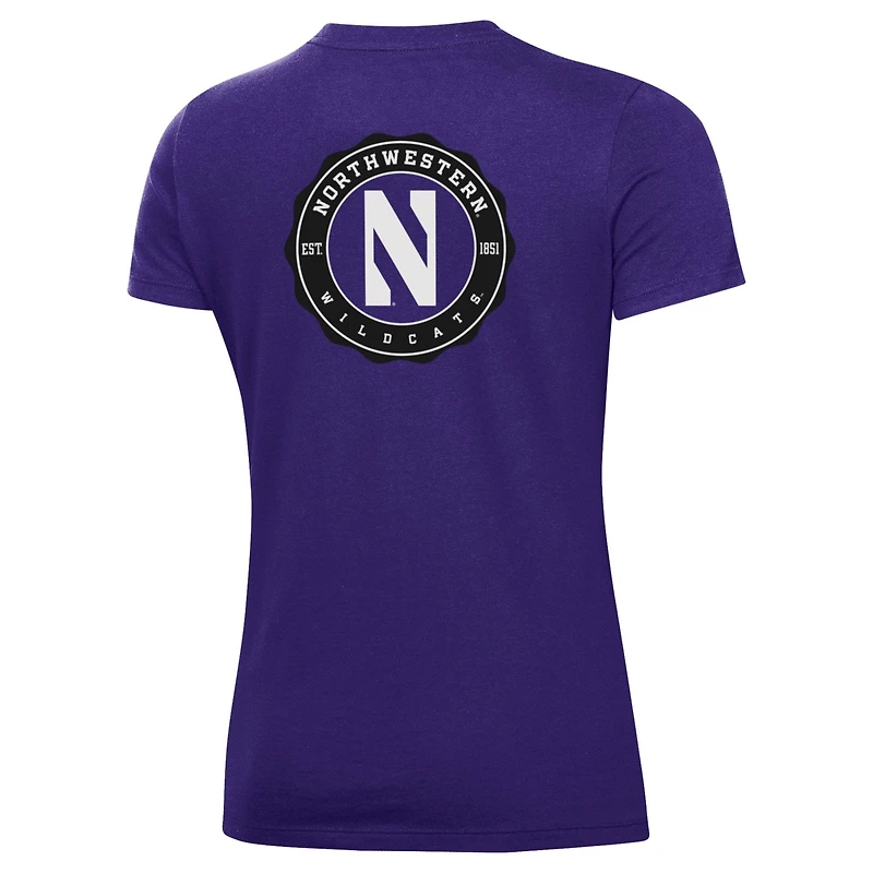 T-shirt Under Armour violet Northwestern Wildcats Essentials 2-Hit Performance pour femme