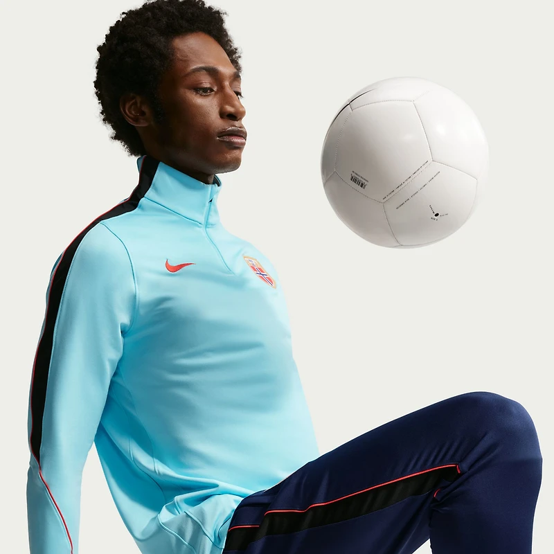 Haut d'entraînement Nike Strike Dri-FIT bleu pour homme, équipe nationale de Norvège 2026, fermeture éclair 1/4