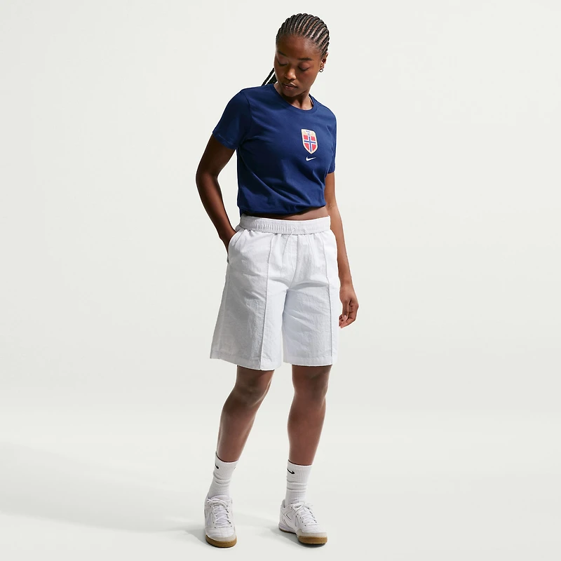 T-shirt Nike bleu pour femme avec l'écusson de l'équipe nationale Norvège