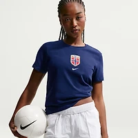 T-shirt Nike bleu pour femme avec l'écusson de l'équipe nationale Norvège
