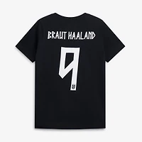 T-shirt Nike Erling Haaland noir pour enfant, nom et numéro de l'équipe nationale Norvège