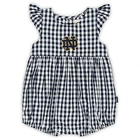 Body à volants vichy Cara pour fille, bleu marine, motif Fighting Irish de Notre Dame