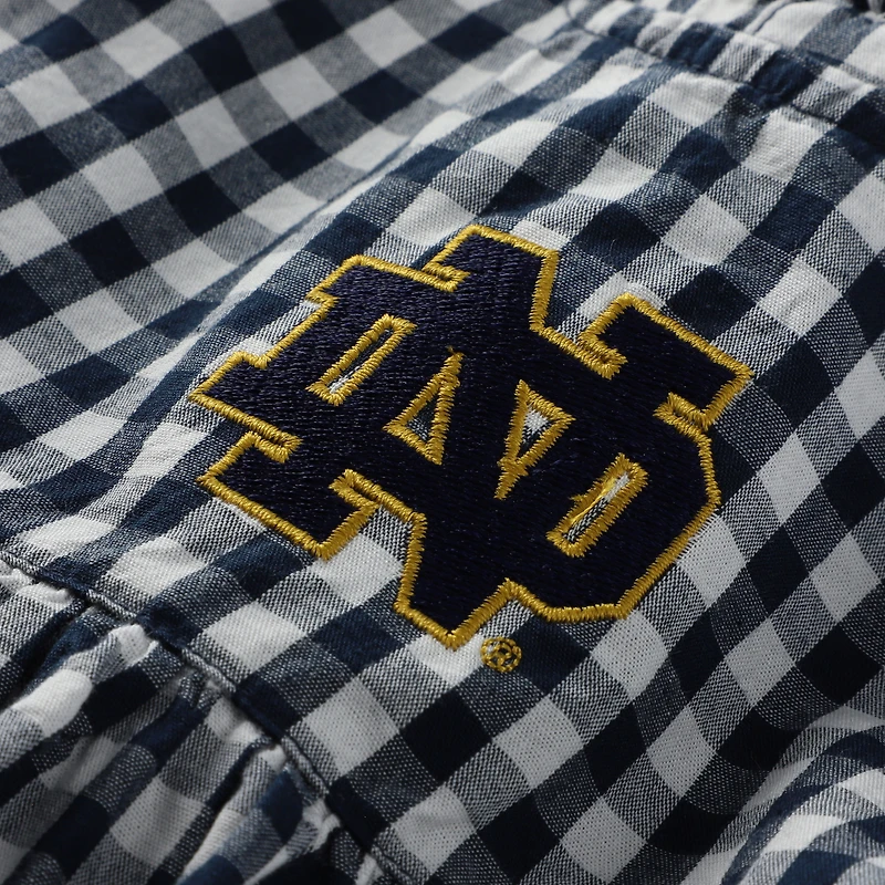 Body à volants vichy Cara pour fille, bleu marine, motif Fighting Irish de Notre Dame
