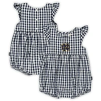 Body à volants vichy Cara pour fille, bleu marine, motif Fighting Irish de Notre Dame
