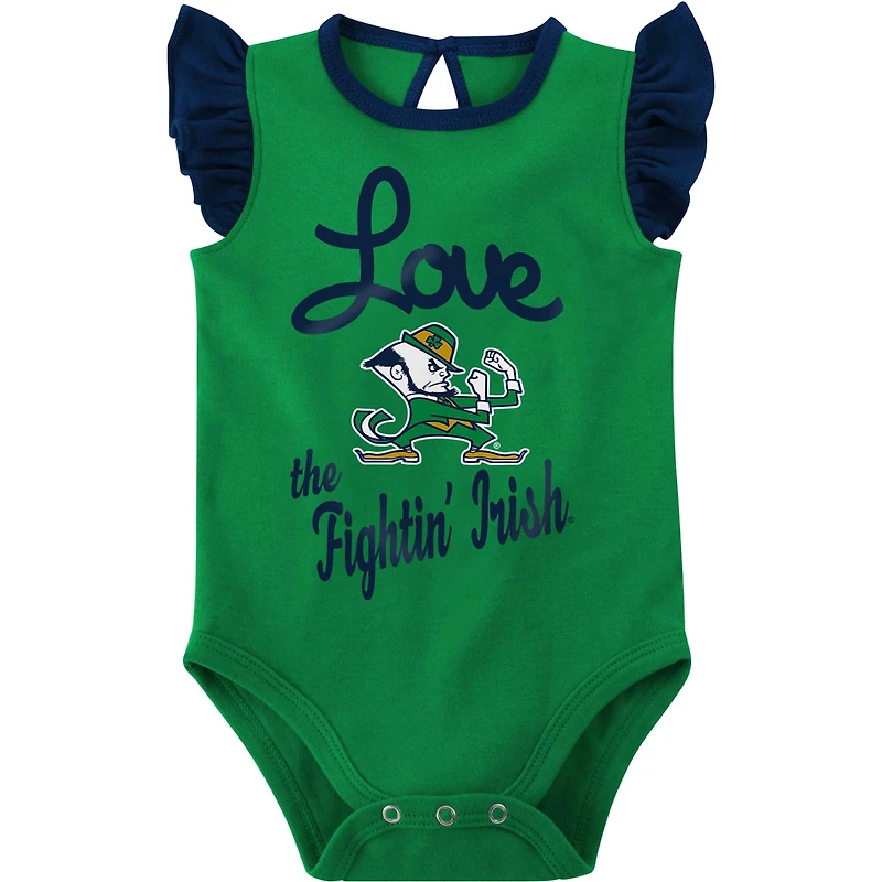 Girls Newborn & Infant Navy/Green Notre Dame Fighting Irish Spread the Love 2-Pack Bodysuit Set