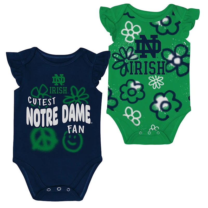 Ensemble deux pièces pour nouveau-né et nourrisson fille, bleu marine/vert, motif Notre Dame Fighting Irish Little Sunshine