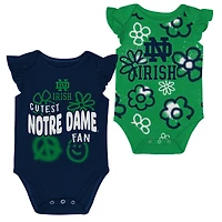 Ensemble deux pièces pour nouveau-né et nourrisson fille, bleu marine/vert, motif Notre Dame Fighting Irish Little Sunshine