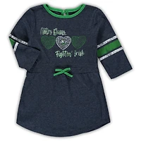 Filles Colosseum Heathered Navy Notre Dame Fighting Irish Poppin Sleeve Stripe Dress