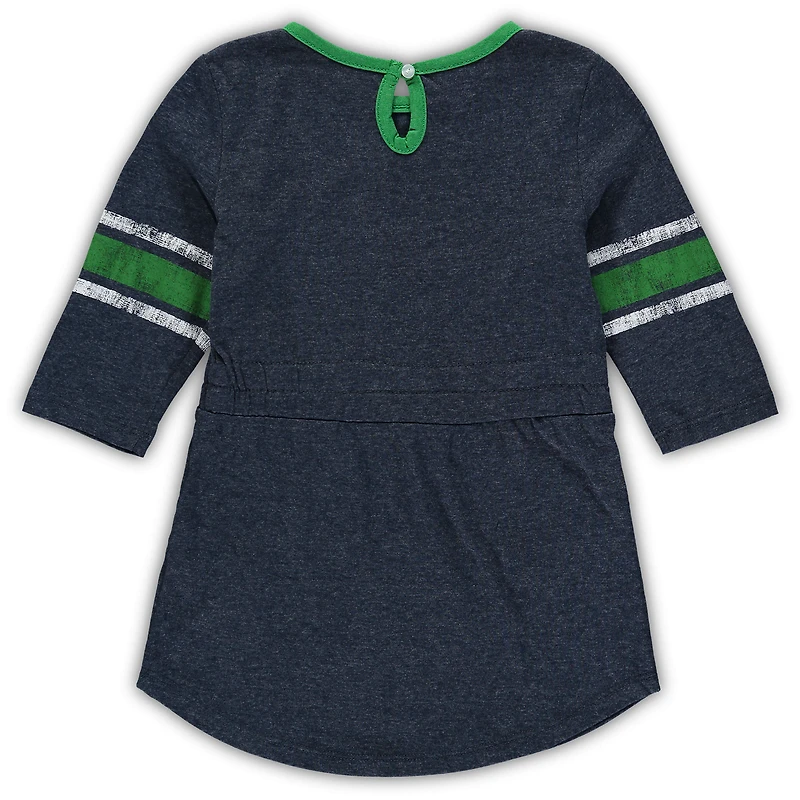 Filles Colosseum Heathered Navy Notre Dame Fighting Irish Poppin Sleeve Stripe Dress