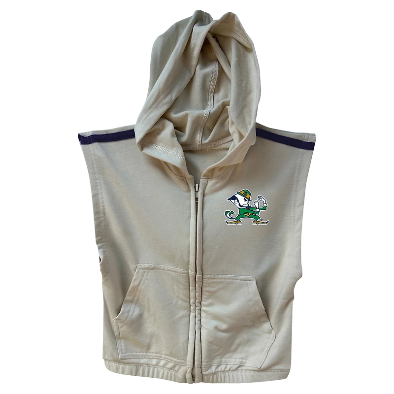 Girls Toddler Wes & Willy Tan Notre Dame Fighting Irish Tri-Blend Sleeveless Full-Zip Hoodie Tiered Skirt Set