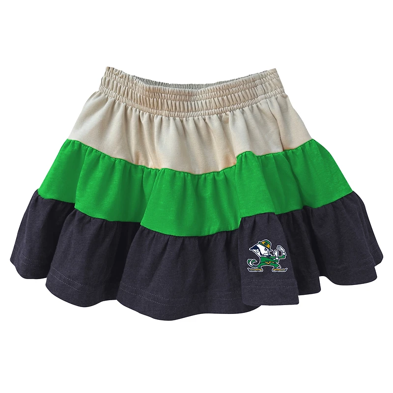Girls Toddler Wes & Willy Tan Notre Dame Fighting Irish Tri-Blend Sleeveless Full-Zip Hoodie Tiered Skirt Set