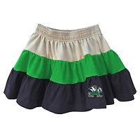 Girls Toddler Wes & Willy Tan Notre Dame Fighting Irish Tri-Blend Sleeveless Full-Zip Hoodie Tiered Skirt Set