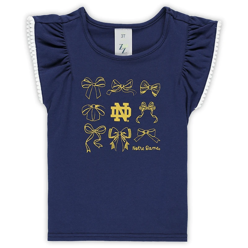 Girls Toddler ZooZatz Navy Notre Dame Fighting Irish Tri-Blend Bow Legging and Shirt Set