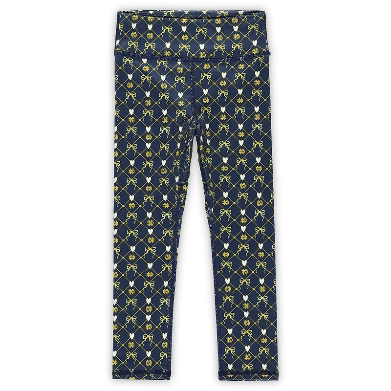 Girls Toddler ZooZatz Navy Notre Dame Fighting Irish Tri-Blend Bow Legging and Shirt Set