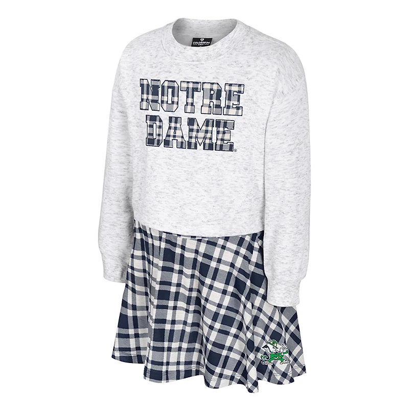 Girls Youth Colosseum Gray Notre Dame Fighting Irish Marceline Plaid Skirt and Top Set