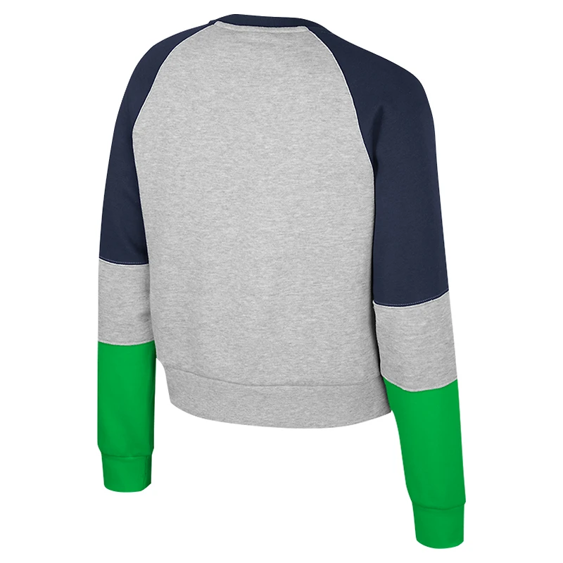 Girls Youth Colosseum Heather Gray Notre Dame Fighting Irish Katinka Rhinestone Pullover Sweatshirt