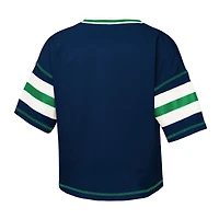 Girls Youth Outerstuff Navy Notre Dame Fighting Irish Gridiron Jersey V-Neck T-Shirt