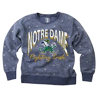 Sweat-shirt à capuche en polaire imprimé raglan inversé pour filles Wes & Willy Navy Notre Dame Fighting Irish Shimmer Star