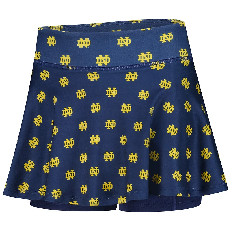 Girls Youth ZooZatz Navy Notre Dame Fighting Irish All-Over Print Tennis Skort