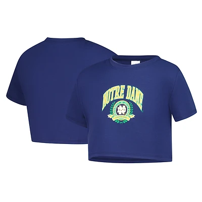 T-shirt court bleu marine ZooZatz pour filles, motif Fighting Irish Laurels, tri-blend