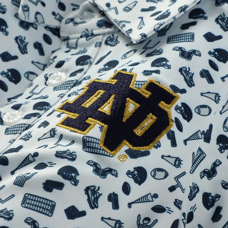 Infant Garb White Notre Dame Fighting Irish Tom Allover Print Performance Polo Bodysuit