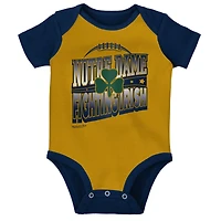 Infant Mitchell & Ness Navy/Gold Notre Dame Fighting Irish 3-Pack Bodysuit, Bib and Bootie Set