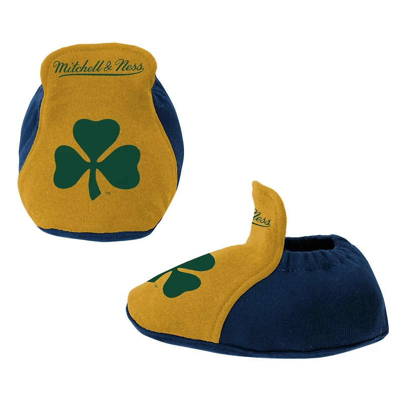 Infant Mitchell & Ness Navy/Gold Notre Dame Fighting Irish 3-Pack Bodysuit, Bib and Bootie Set