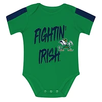 Infant Outerstuff Navy/Green Notre Dame Fighting Irish Double Down Bodysuit and Pants 3-Piece Set