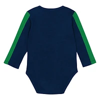 Infant Outerstuff Navy/Green Notre Dame Fighting Irish Double Down Bodysuit and Pants 3-Piece Set