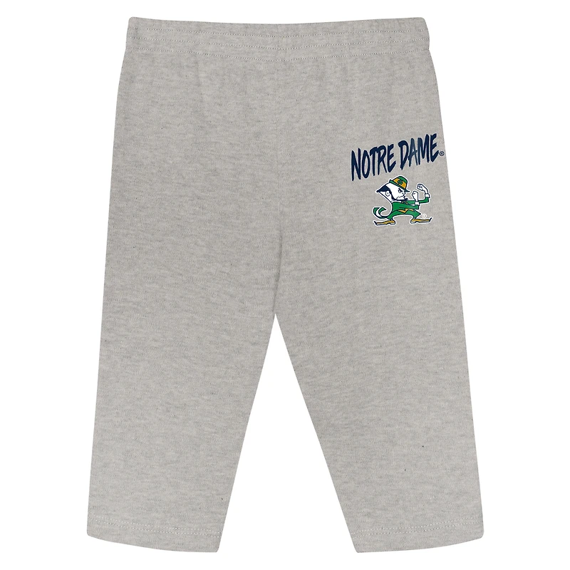 Infant Outerstuff Navy/Green Notre Dame Fighting Irish Double Down Bodysuit and Pants 3-Piece Set