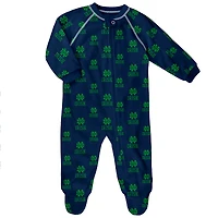 Combinaison pour bébé Outerstuff bleu marine à imprimé intégral Notre Dame Fighting Irish et fermeture éclair intégrale