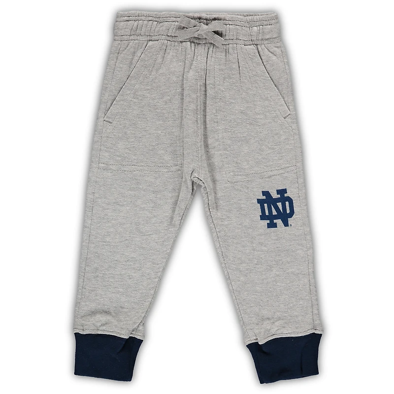 Wes & Willy Heathered Grey/Navy Notre Dame Fighting Irish Jie Ensemble body et pantalon à manches longues