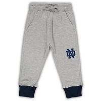 Wes & Willy Heathered Grey/Navy Notre Dame Fighting Irish Jie Ensemble body et pantalon à manches longues
