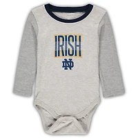 Wes & Willy Heathered Grey/Navy Notre Dame Fighting Irish Jie Ensemble body et pantalon à manches longues
